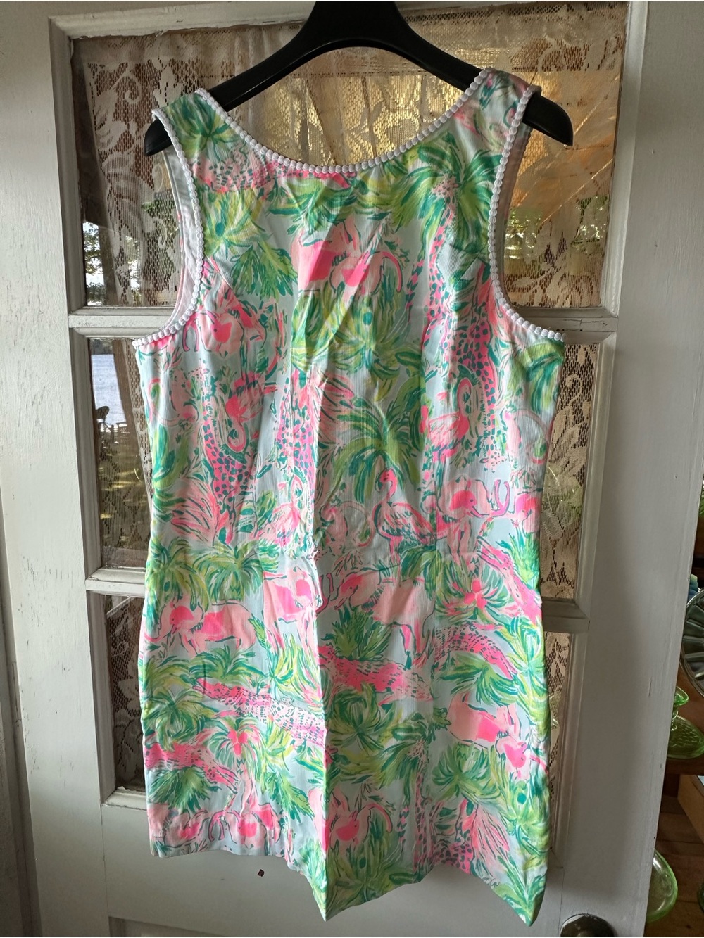Tropical Pink & Green Sleeveless Shift Dress